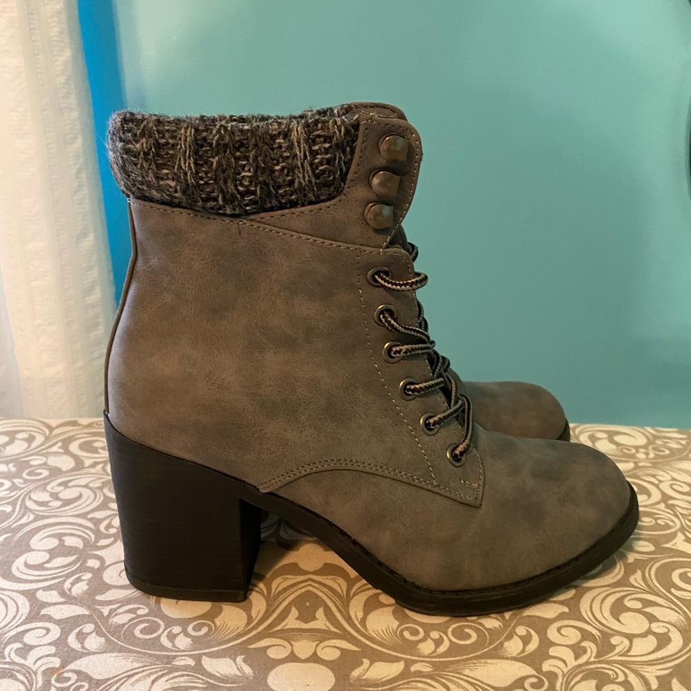 Gray Heeled Booties